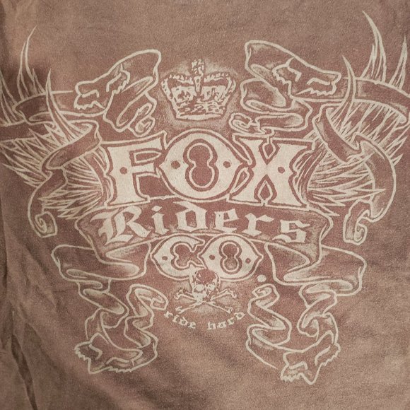 Fox Rider Co. short sleeve graphic T-shirt brown men's size M y2k nwot - Picture 2 of 4